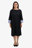 Sofie D'Hoore Black Cotton Long Sleeve Striped Cuff Sleeve Dress Size 38