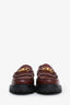 Celine Burgundy Leather Fringe Triomphe Margaret Loafers Size 38