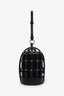 Oscar de la Renta Black Leather Birdcage Solid Bucket Bag