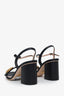 Gucci Black Leather GG Open Toe Heels Size 37.5