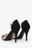 Pre-loved Chanel™ Black Satin PVC Pointed Toe Heels Size 37