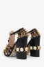 Gucci Black Leather Studded 'Kendall' Block Heels Size 36.5