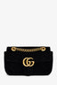 Gucci Black Velvet 'GG Marmont' Small Shoulder Bag