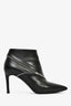 Saint Laurent Black Leather Zip Detail Heeled Booties Size 36