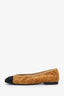 Pre-loved Chanel™ Yellow/Black Velvet CC Embossed Ballet Flats Size 37