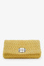 Yellow Matelasse Nappa Leather Crystal Embellished Shoulder Bag with Strap