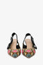 Christian Dior Floral Embroidered Calfskin Beaded 'Sweet D' Slingback Pumps Size 37.5