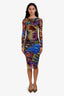 Fuzzi Multicolour Floral Long Sleeve Midi Dress Size XS