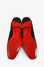Christian Louboutin Black Leather/Blue Tweed Loafers Size 40 Men's