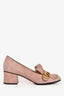 Gucci Pink Suede Leather GG Block Heels Size 38