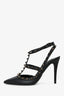 Valentino Noir Black Leather 'Cage' Rockstud Heels Size 37.5
