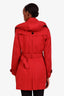 Burberry Red Double Breasted Belted Trench Coat with Removable Insert Size 10