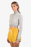 Miu Miu 2023 Grey Cotton Logo Cropped Zip Jacket Size 36