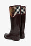 Burberry Burgundy Rubber Nova Check Zip Boot Size 36
