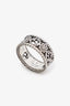 Gucci Silver GG Floral Wide Ring