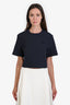 Maje Navy Blue Short Sleeve Dropped Logo Top Size 2