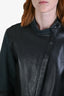 3.1 Phillip Lim Black/Green Leather Bomber Jacket Size 6