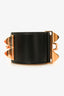 Hermès Black Leather Gold Plated Collier De Chien Bracelet