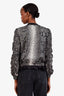 Moncler Black/White Snake Printed Silk Zip Up Jacket Estimated Size M