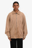 LAMARQUE Beige Suede Oversized Bomber Jacket Size XS