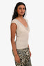 Escada Beige Knit Metallic Beaded Sleeveless Top Size 36