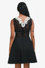 Sandro Black/White Lace Top Sleeveless Midi Dress Size 1