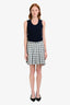 Thom Browne White/Grey Wool Dropped Pleated Plaid Mini Skirt Size 42