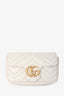 Gucci White Leather Chevron Quilted Mini GG Marmont Crossbody Bag
