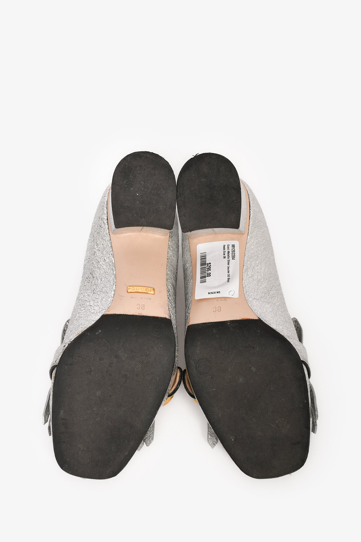 Gucci Metallic Silver Leather GG Block Heels Size 38 – Mine & Yours