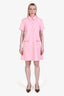 Gucci Pink Knit Collared Button Down Horsebit Logo Shift Dress Size 42