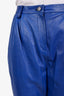 Magda Butrym Blue Sheep Leather High Waisted Tapered Pants Size 34