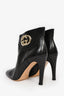 Gucci Black Leather GG Square Toe Ankle Boots Size 41C
