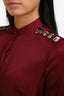 Alexander McQueen Burgundy Silk Bug Embellished Blouse Size 38
