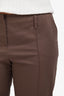 Blumarine Brown Cotton Floral Bead Embellished Cuff Capri Pants Size 46 IT