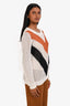 Sandro White/Orange Cotton Crochet Knit Long Sleeve Sweater Size 1