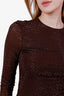 Loewe Brown Crystal Embellished Stretch Long Sleeve Top Size S