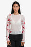 Miaou White/Pink Sheer Long Sleeve Top Size S