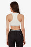 Pre-loved Chanel™ 18P Cream Ribbed Knit Embossed CC Cropped Tank Top Size 36