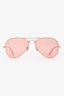 Ray Ban Gold Tone/Pink Aviator Sunglasses