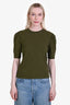 Frame Green Cotton Pleated Panel Tee Size XS