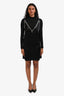 Maje Black Satin Jewelled Strap Mock Neck Jumper Mini Dress Size 34