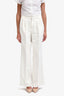Nili Lotan Off White Linen Blend Pleated Trousers Size 6