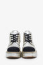 Pre-loved Chanel™ Gold Metallic Leather CC Chain Detail Combat Boots Size 38.5