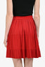 Maje Red Pleated Midi Skirt Size 1