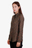 Gucci Blue/Brown Patterned Button Up Blouse Size 40