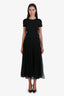 Christian Dior Black Tulle Pleated Polka Dot Midi Skirt Size 8