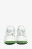 Gucci White and Green Leather and Canvas 'Basket Low' Sneakers Size 39