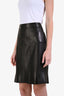 Pre-loved Chanel™ 2004 Black Lambskin Leather Interlocking CC Midi Skirt Size 38