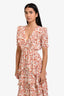 Maje White/Orange Floral Print Ruffle Details Maxi Dress Size 34