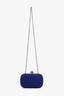 Bottega Veneta Blue Satin Intrecciato Knot Clutch With Chain